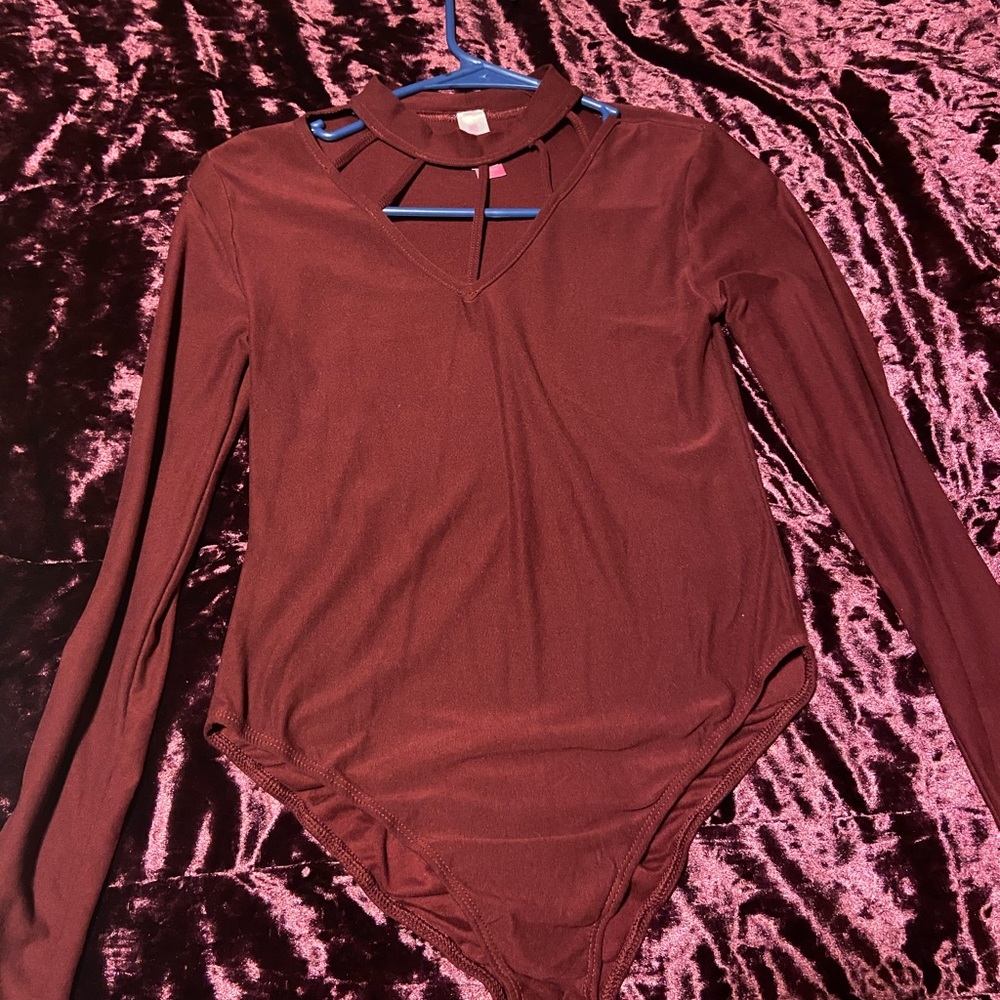 maroon soft bodysuit